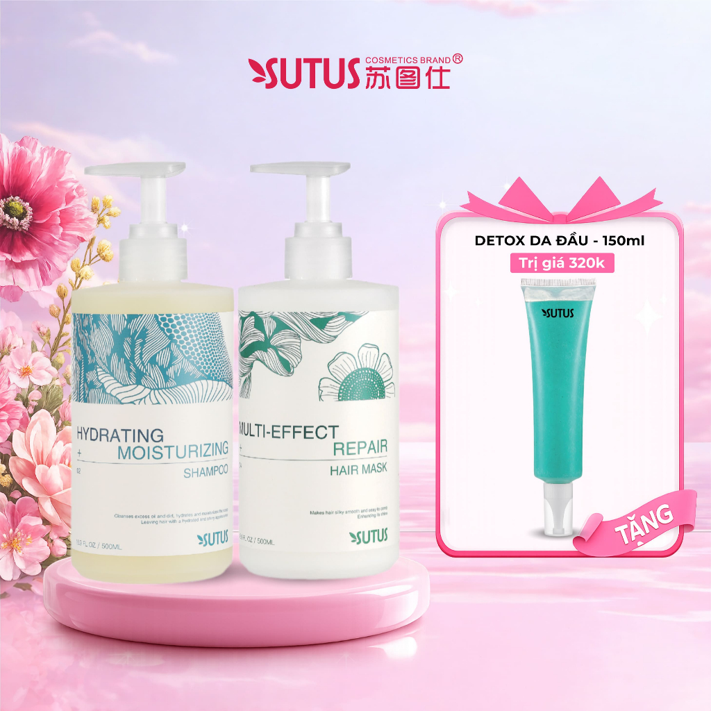 Dầu gội chăm sóc tóc khô xơ, tóc tẩy- mềm mượt và chắc khỏe - Sutus Hydrating & Moisturizing Shampoo