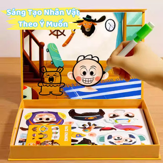 Hộp Xếp Hình Nam Châm Sáng Tạo Nhiều Chủ Đề Tặng Kèm Bút Vẽ Trang Trí Cho Bé Phát Triển Tư Duy Não Bộ, Quà Tặng Thú Vị