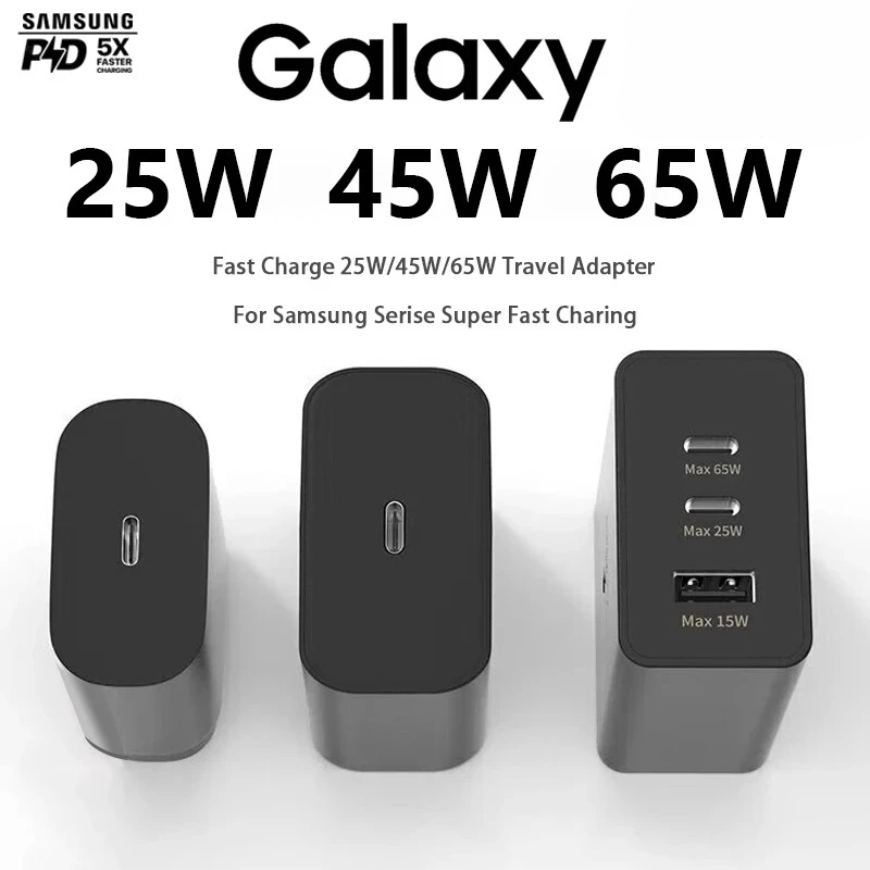 Bộ Sạc Nhanh Samsung Chính Hãng 25W 45W 65W (Cáp Sạc Nhanh + Bộ Sạc) Type C to Type C Siêu Nhanh