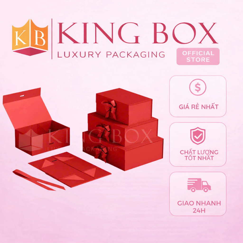 KING BOX – 01 Hộp Quà Tặng Cao Cấp Gấp Gọn | Gift Box Hộp Quà Tặng Cao Cấp - Màu Đỏ
