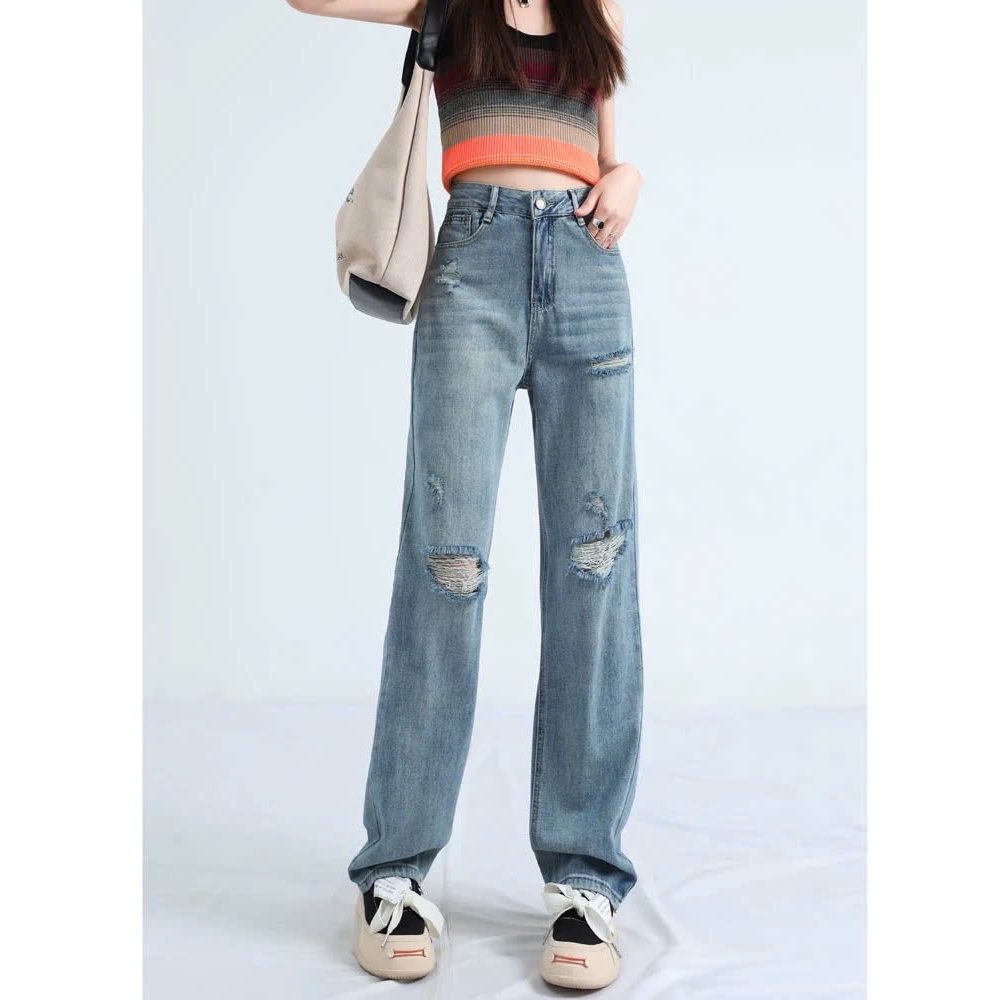 Quần Jeans nữ Ống suông HAZEE rách gối – ITEM Hot Trend STREETWEAR 2026