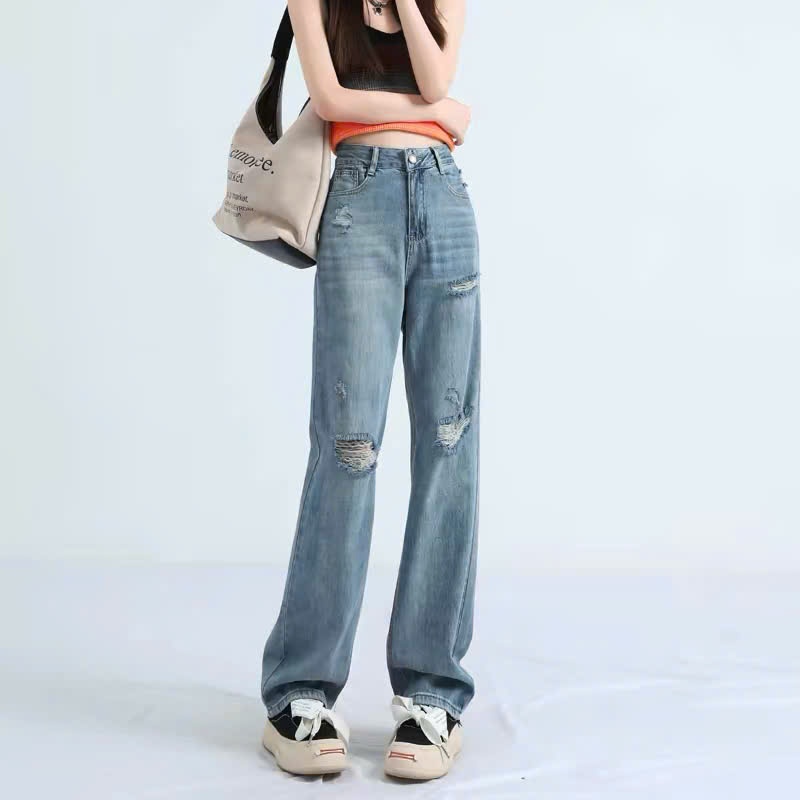 Quần Jeans nữ Ống suông HAZEE rách gối – ITEM Hot Trend STREETWEAR 2026