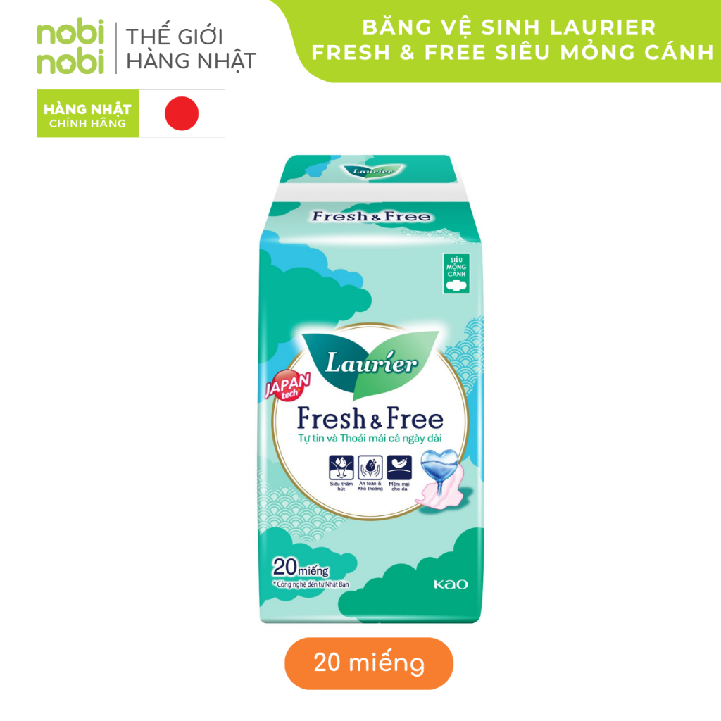[MUA 3 GIẢM 30%] BVS Laurier Fresh&Free Siêu Mỏng Siêu Thấm