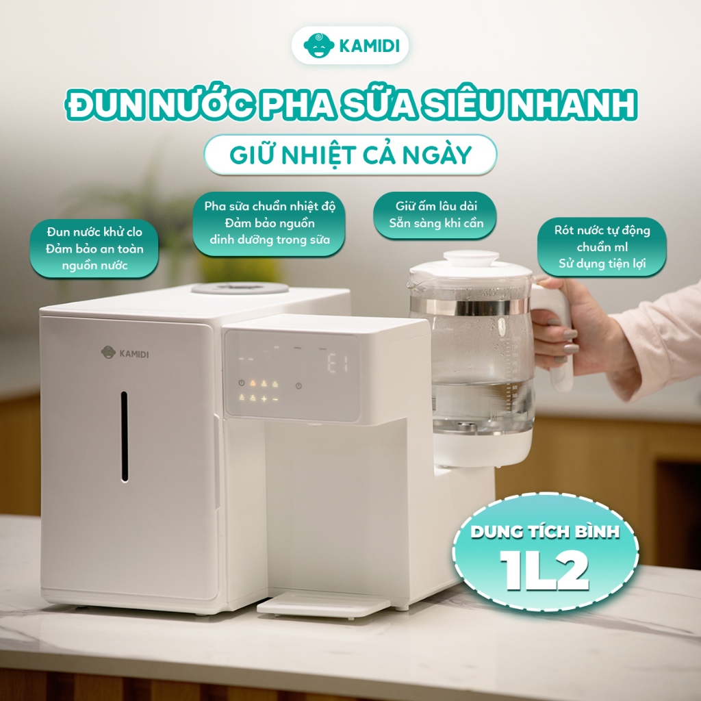 Máy Tiệt Trùng UV Kamidi Lux 2-Tích Hợp Đun Nước Lắc Sữa Lấy Nước Tự Động
