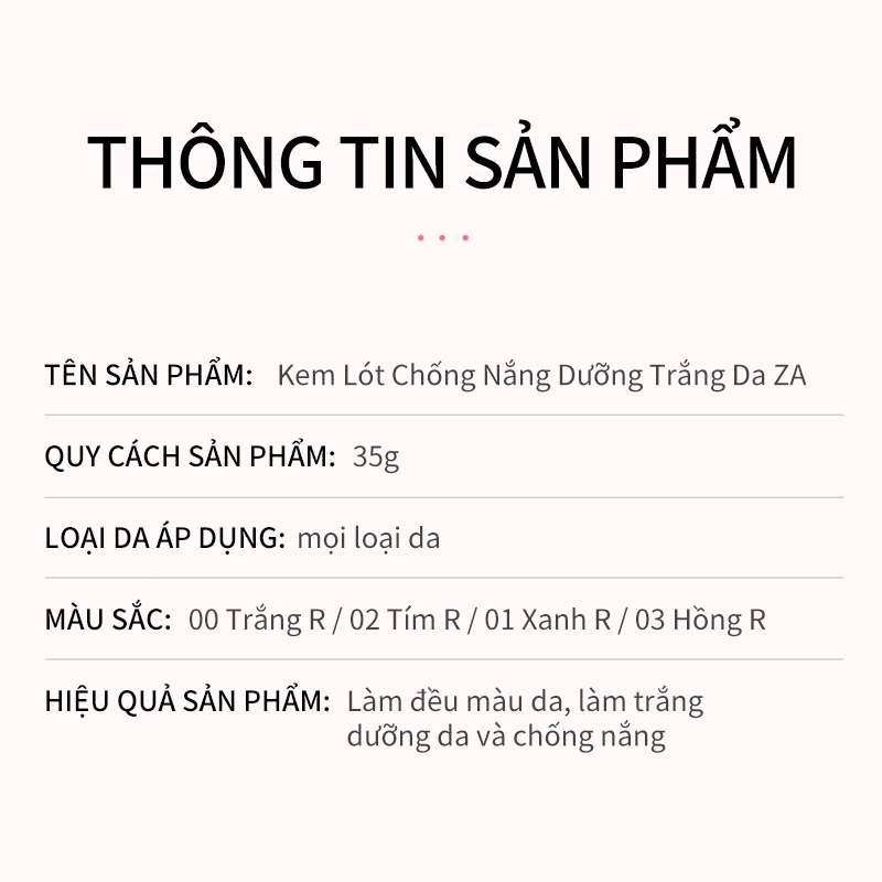 Za Kem Lót & Chống Nắng All-in-One 35g – Nâng Tone Kiềm Dầu Dưỡng Da Che Khuyết Điểm