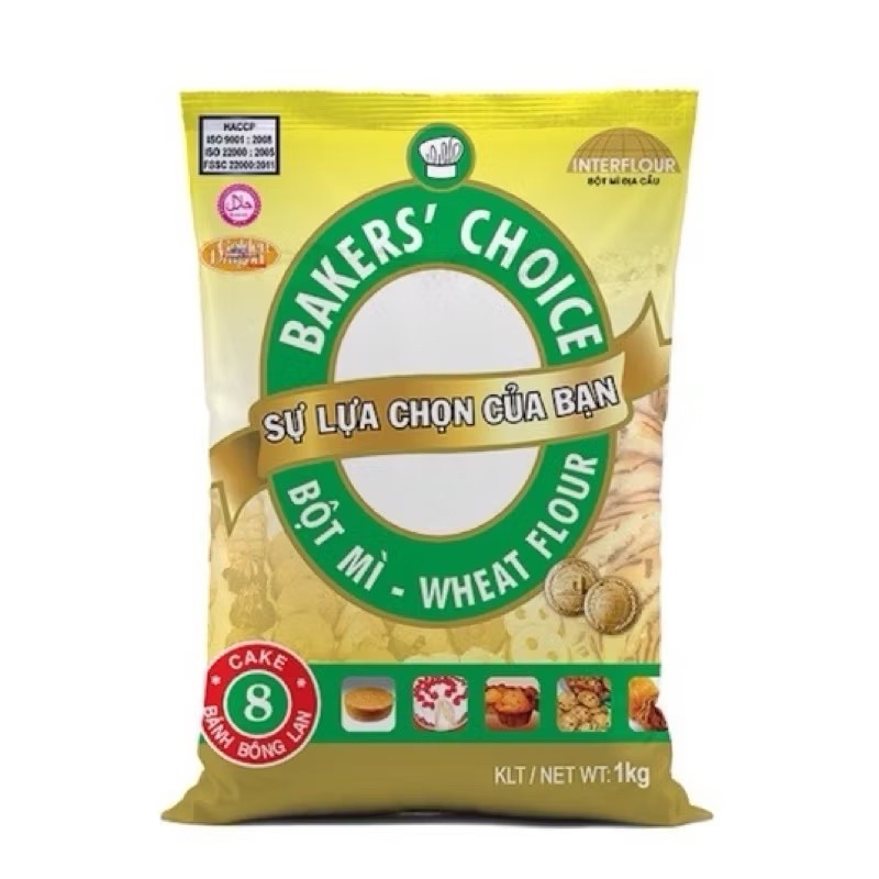 [Hà Nội] Bột mì số Baker's Choice 8 - 11 - 13 Gói 1kg [Bột Làm Bánh Bông Lan, Bánh Bao, Bánh Mì...]