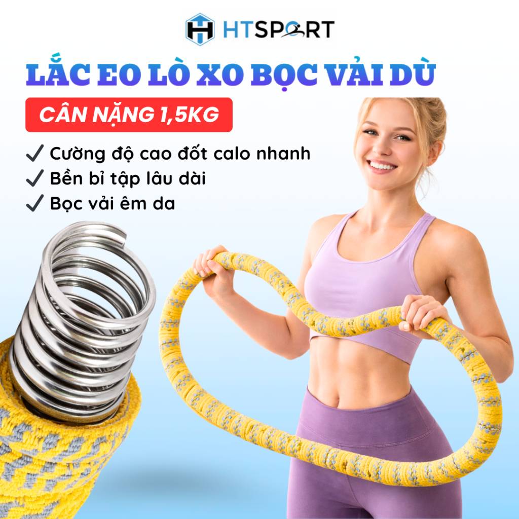 Vòng Lắc Eo Lò Xo Bọc Vải Dù - Êm Da - Giảm Calo Hiệu Quả, Giữ Eo Thon, Cải Thiện Vóc Dáng Tại Nhà