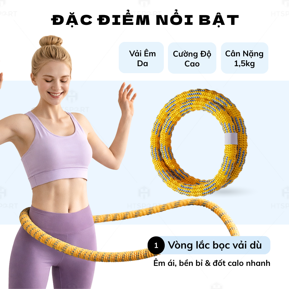 Vòng Lắc Eo Lò Xo Bọc Vải Dù - Êm Da - Giảm Calo Hiệu Quả, Giữ Eo Thon, Cải Thiện Vóc Dáng Tại Nhà