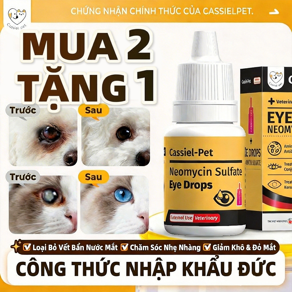 Cassiel Pet Nước Nhỏ Mắt Mắt Dành Cho Chó Và Mèo Trợ Viêm Kết Mạc Dỏ Mắt Sưng Dỏ Hỗ Trợ Giảm Chảy Mắt Loại Bỏ Rỉ Mắt