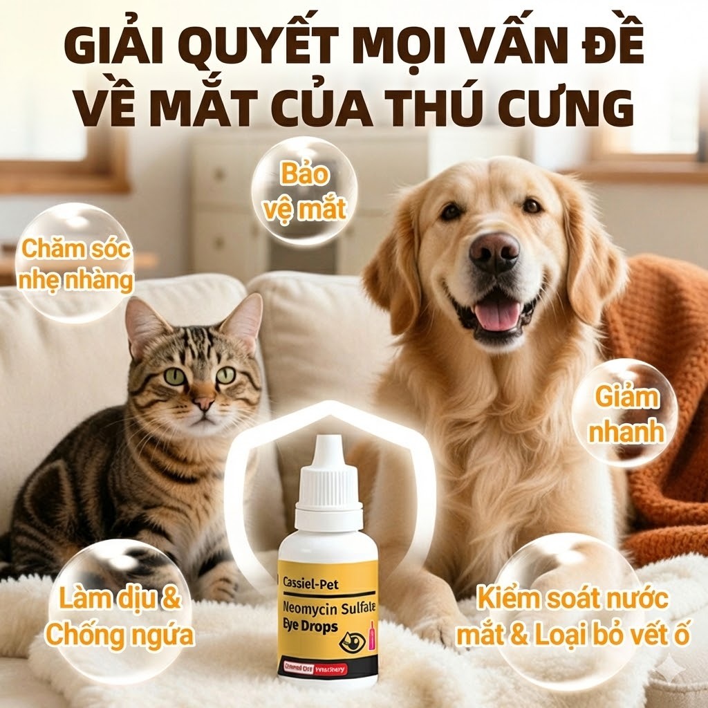 Cassiel Pet Nước Nhỏ Mắt Mắt Dành Cho Chó Và Mèo Trợ Viêm Kết Mạc Dỏ Mắt Sưng Dỏ Hỗ Trợ Giảm Chảy Mắt Loại Bỏ Rỉ Mắt