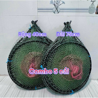 Combo 5c lờ cá vành nhựa 40*75 - không kèm cây chống