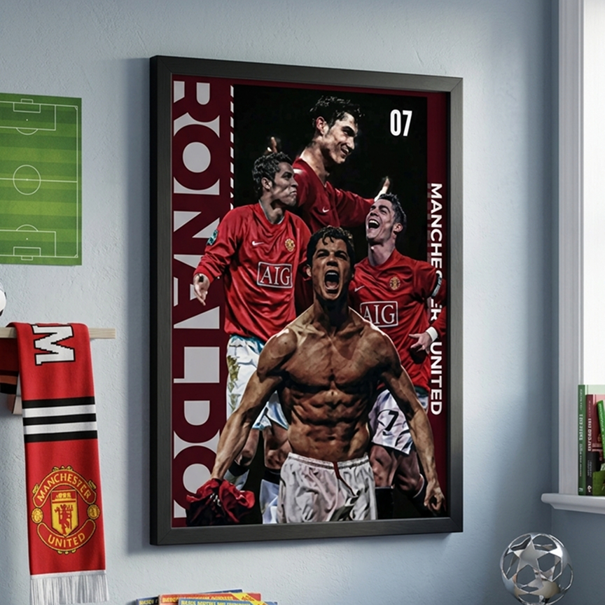 Tranh Ronaldo treo tường, để bàn khổ A4-A5 | tranh poster bóng đá