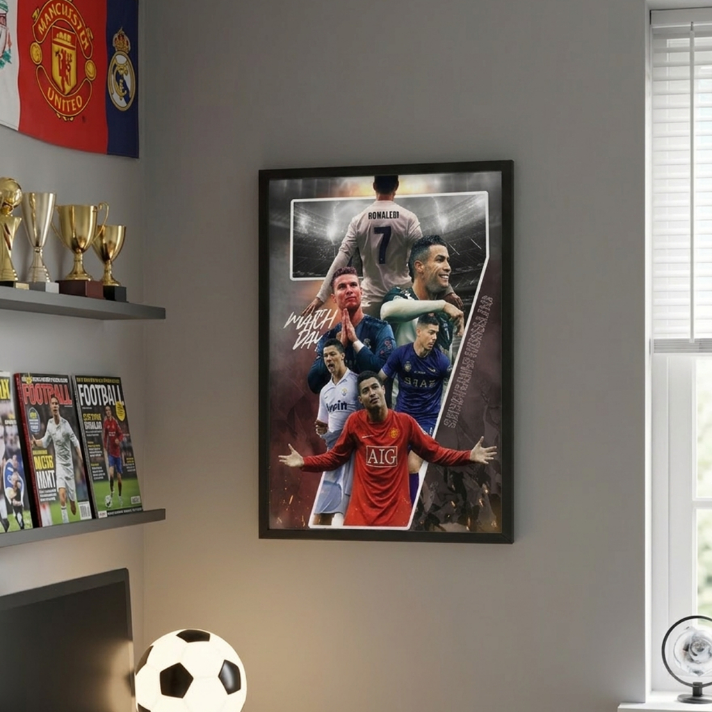 Tranh Ronaldo treo tường, để bàn khổ A4-A5 | tranh poster bóng đá