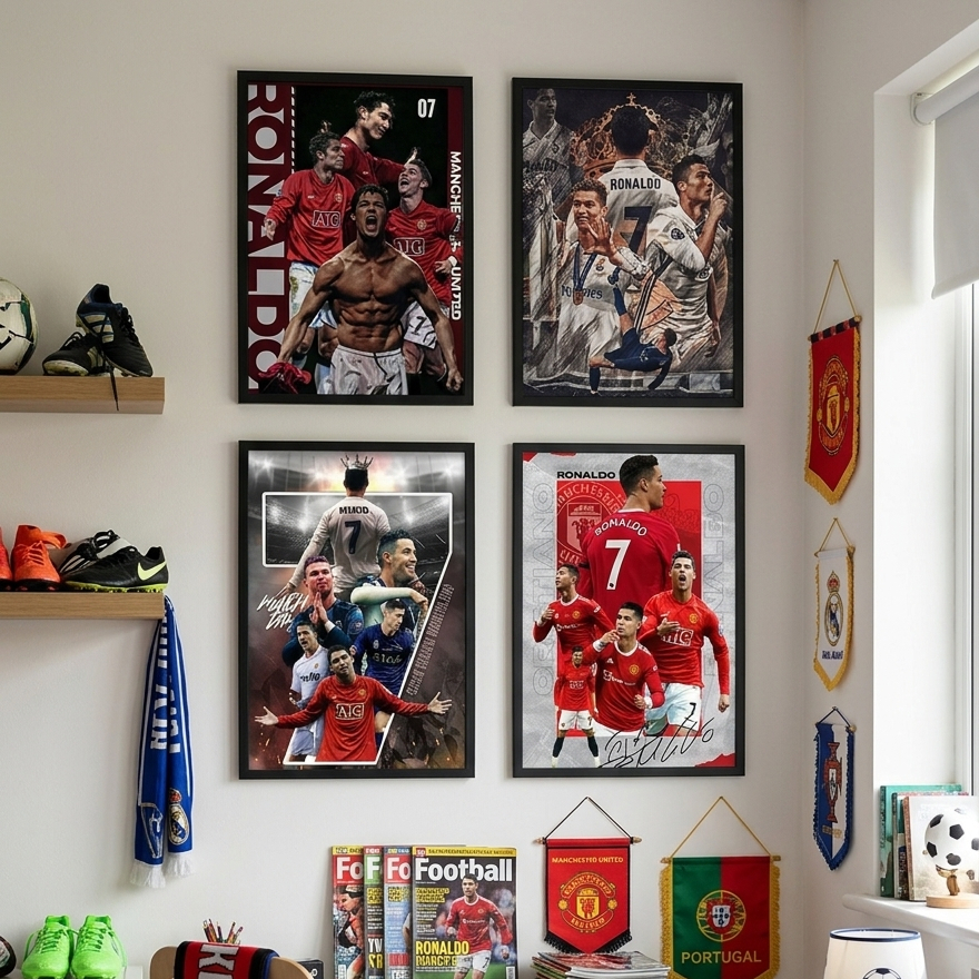 Tranh Ronaldo treo tường, để bàn khổ A4-A5 | tranh poster bóng đá