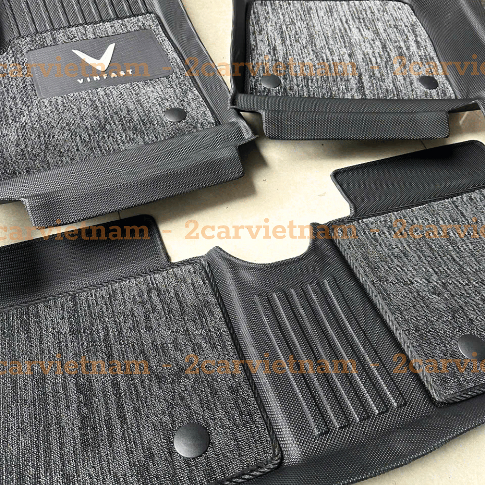 Thảm lót sàn NHỰA 5D kèm RỐI SẴN xe VINFAST VF5 Hàng Nhựa đúc nguyên khối TRÀN VIỀN TPE đẹp, bền, không thấm nước