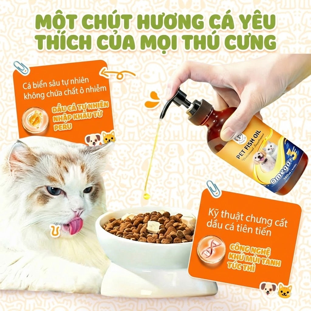 Cassiel Pet Cá Fish Oil Bổ Sung Omega 3 Tăng Sức Đề Kháng Giảm Rụng & Mượt Lông Mèo Cho Chó