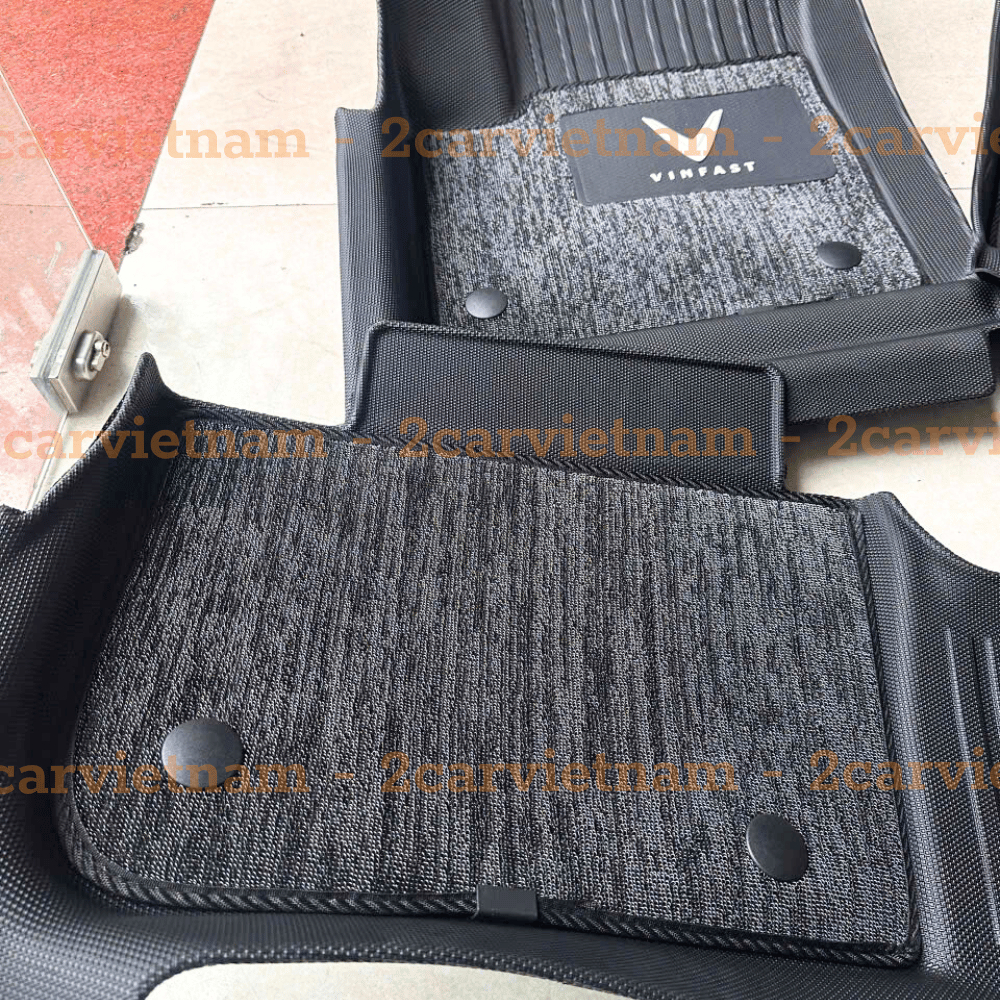 Thảm lót sàn NHỰA 5D kèm RỐI SẴN xe VINFAST VF5 Hàng Nhựa đúc nguyên khối TRÀN VIỀN TPE đẹp, bền, không thấm nước