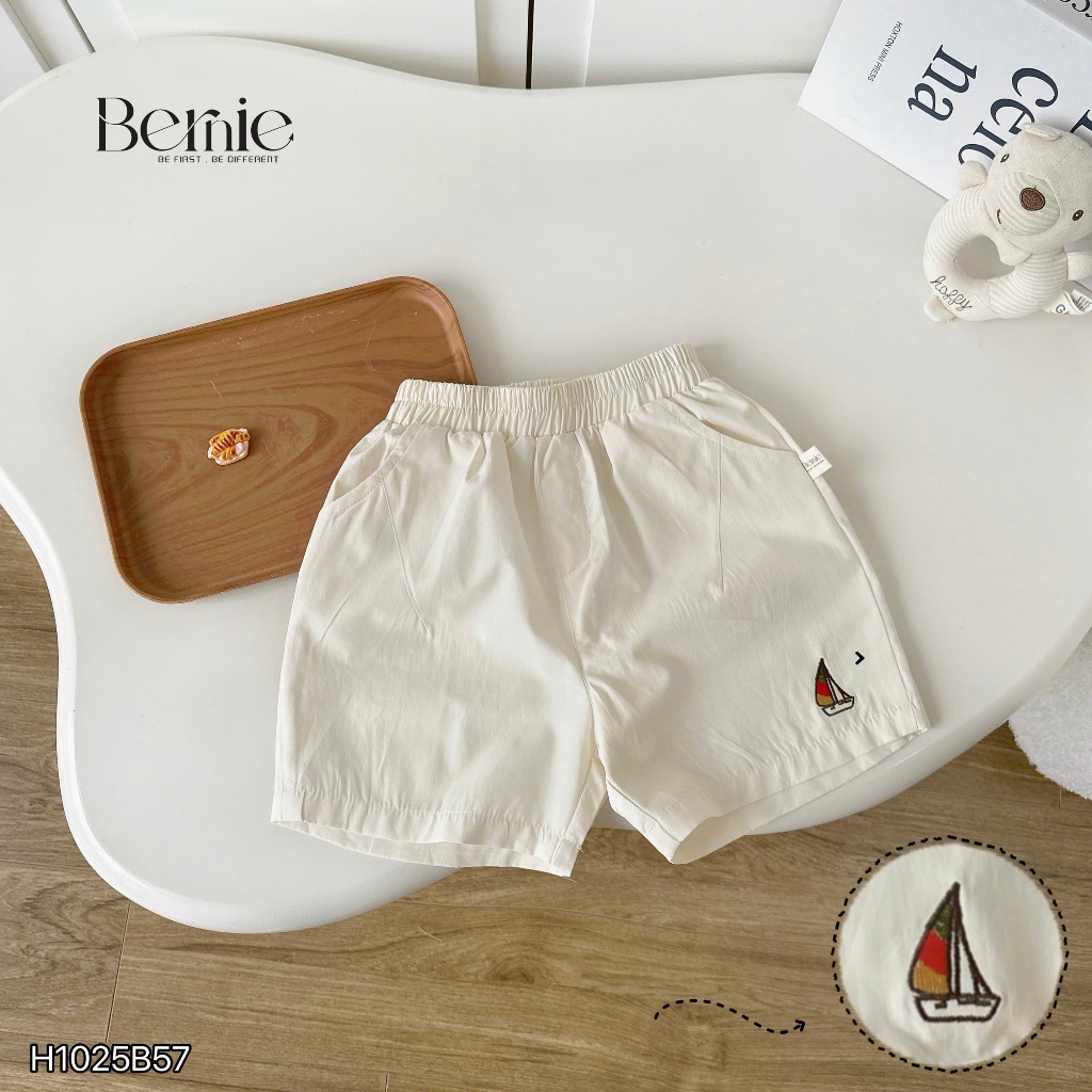 Bộ sơ mi đi biển cho bé trai, set bộ sơ mi cổ đức màu sáng siêu đẹp Bernie