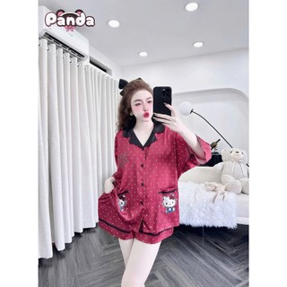 Đồ ngủ pijama tay lỡ thiết kế cổ nhọn nút bọc (DB31)