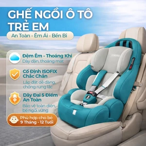 Ghế An Toàn Cho Trẻ Em QM-701A ISOFIX + LATCH + Khoá An Toàn 5 Điểm Phiên Bản Nâng Cấp Màu Xanh Hiện Đại