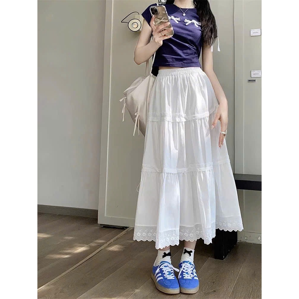 Chân váy maxi 3 tầng phối ren đi biển đi chơi tiểu thư 6218 A095