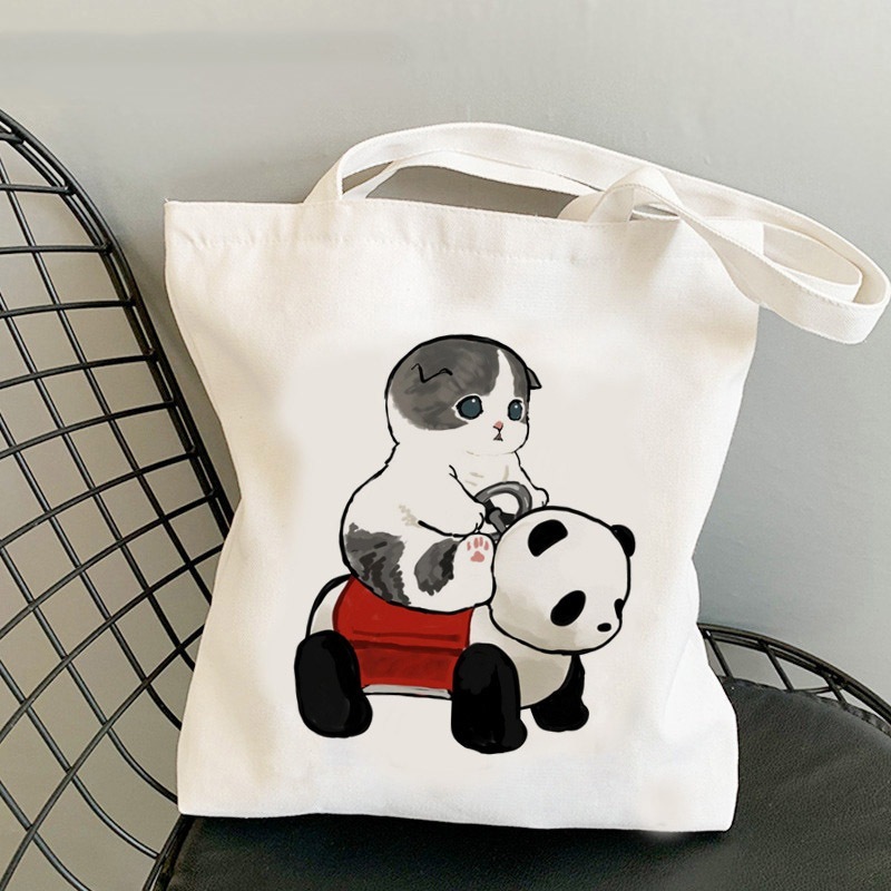 Túi vải tote in hình mèo cute có khóa kéo,ngăn phụ,túi tote đeo vai những chú mèo đáng yêu kích thước 35x40cm tota0309