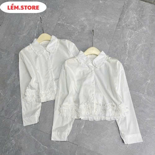 ÁO SƠ MI cổ bẻ bèo gấu dáng vừa basic cho nàng dạo phố