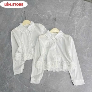 ÁO SƠ MI cổ bẻ bèo gấu dáng vừa basic cho nàng dạo phố