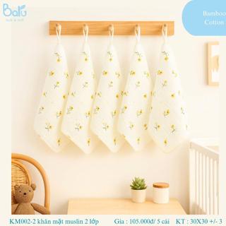 SET 5 KHĂN MẶT 2 LỚP MUSLIN KM002-2