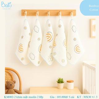 SET 5 KHĂN MẶT 2 LỚP MUSLIN KM002-2