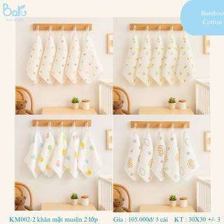 SET 5 KHĂN MẶT 2 LỚP MUSLIN KM002-2