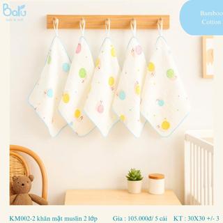 SET 5 KHĂN MẶT 2 LỚP MUSLIN KM002-2