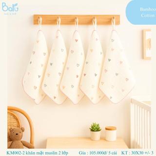 SET 5 KHĂN MẶT 2 LỚP MUSLIN KM002-2