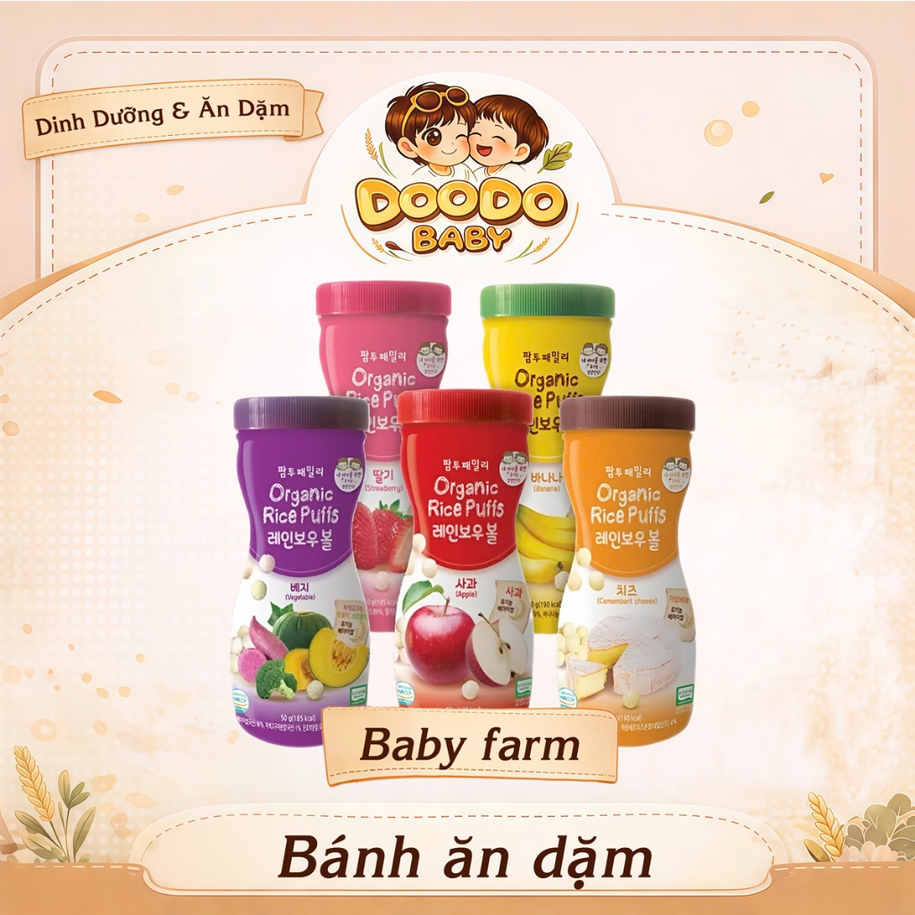 Bánh Gạo Ăn Dặm Hữu Cơ Dạng Viên Farm To Baby Cho Bé (50g)