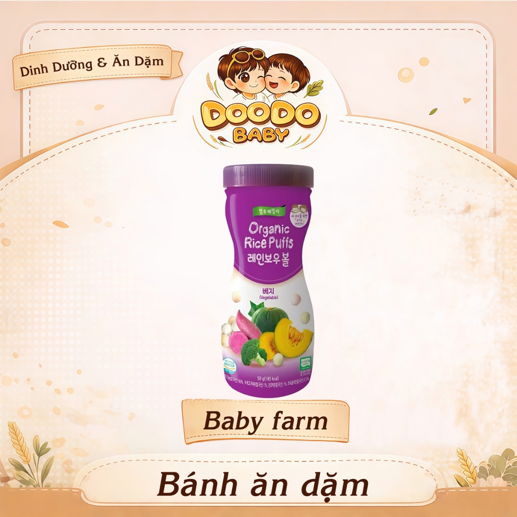 Bánh Gạo Ăn Dặm Hữu Cơ Dạng Viên Farm To Baby Cho Bé (50g)