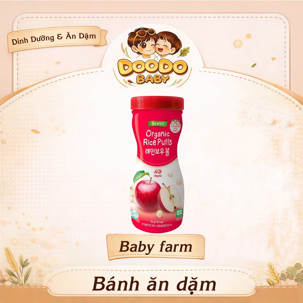 Bánh Gạo Ăn Dặm Hữu Cơ Dạng Viên Farm To Baby Cho Bé (50g)