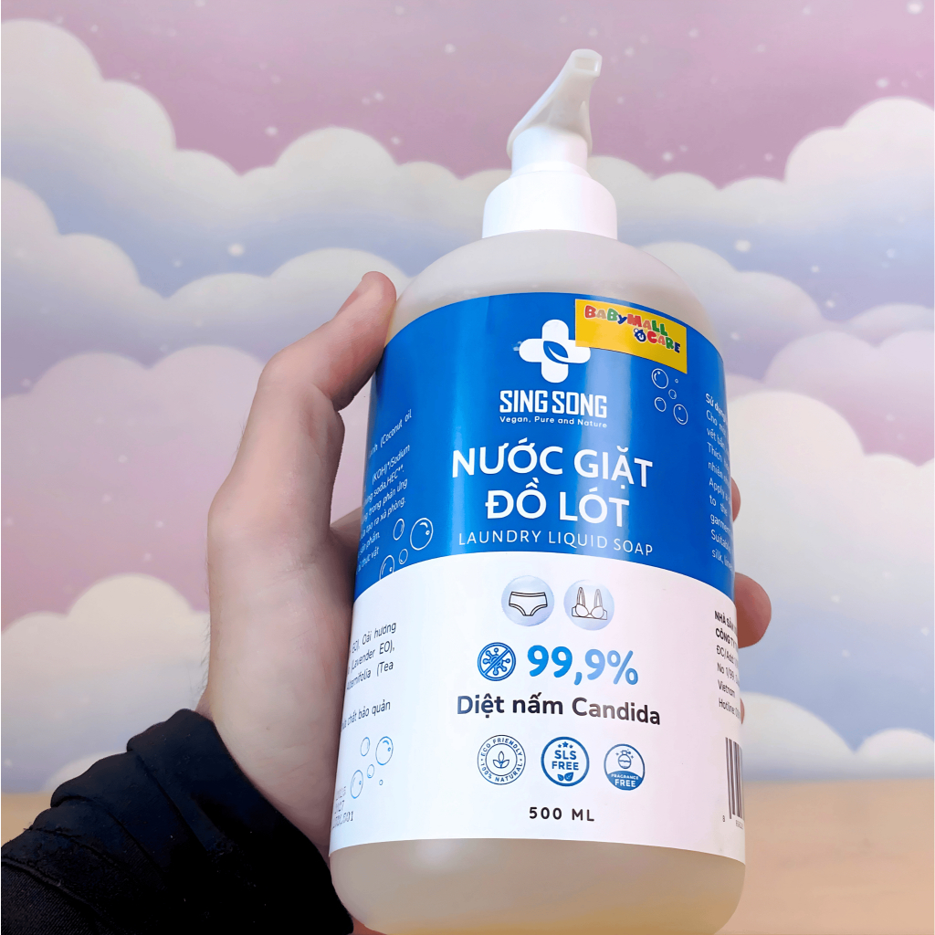 Nước Giặt Đồ Lót SingSong Làm Sạch Quần Áo Lót Từ Tinh Dầu Tự Nhiên 500ML Chai | Babymall & Care