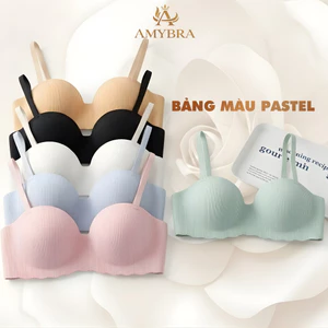 Áo Ngực Su Kẻ Sọc Cup Ngang Đệm Bàn Tay, Áo Lót Nữ Không Gọng Nâng Ngực AMYBRA A5277