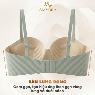 Áo Ngực Su Kẻ Sọc Cup Ngang Đệm Bàn Tay, Áo Lót Nữ Không Gọng Nâng Ngực AMYBRA A5277