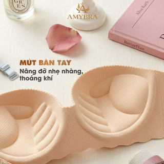 Áo Ngực Su Kẻ Sọc Cup Ngang Đệm Bàn Tay, Áo Lót Nữ Không Gọng Nâng Ngực AMYBRA A5277