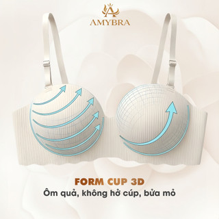 Combo 3 Áo Ngực Su Kẻ Sọc Cúp Ngang Đệm Bàn Tay, Set 3 Áo Lót Nữ Không Gọng Nâng Ngực AMYBRA A5277