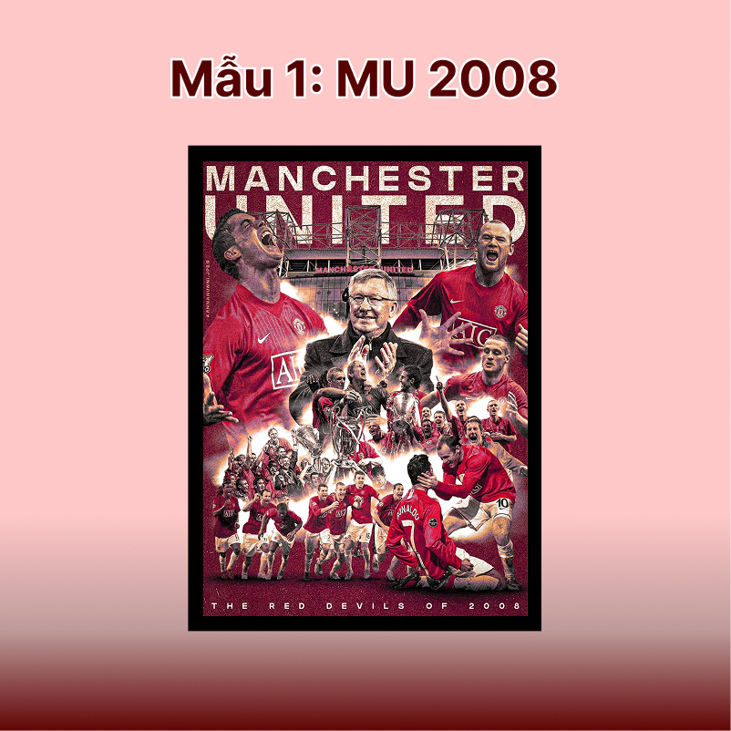 Tranh Manchester United treo tường, để bàn khổ A4-A5 | tranh poster bóng đá | MU