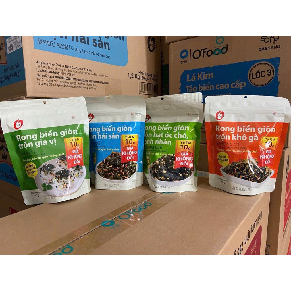{Hot Trend} O’Food] Combo 4 rong biển giòn trộn 4 vị –Đồ ăn vặt ngon, Ăn liền, trộn cơm, ăn kèm