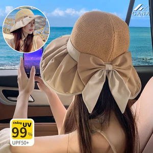 Mũ Chống Nắng Rộng Vành GANA Thắt Nơ Điệu Đà, Chống Tia UV, Nón Trùm Đầu Che Nắng Gấp Gọn Tiện Lợi