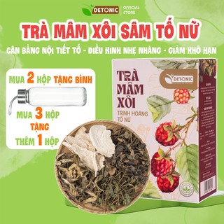 Trà mâm xôi DETONIC giúp cân bằng nội tiết tố nữ, giảm khô hạn, tiền mãn kinh, nguyên liệu thiên nhiên thảo mộc