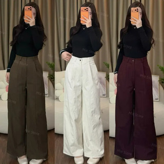 Quần kaki nhật ống suông ForgirlStudio quần ống đứng lưng cao thời trang ít nhăn T237