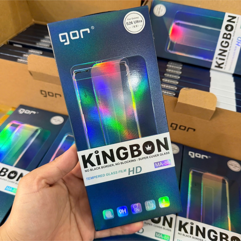 Kính Cường Lực Samsung Ko Viền GOR KiNGBON Vân Tay Siêu Âm Cảm Ứng Nhạy Trong Suốt S24/S25/S26Ultua