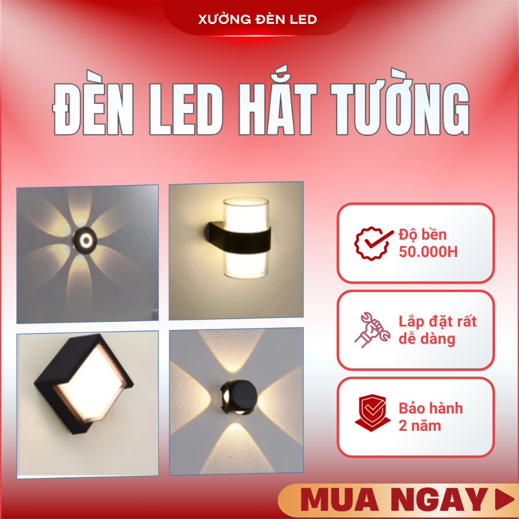 Đèn Ốp Tường Trang Trí 2 Đầu Chống Nước IP65 – Đèn Trang Trí Ngoài Trời Ban Công, Cầu Thang