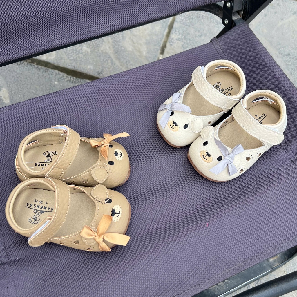 ( hàng sẵn) giày búp bê cho bé gái nơ xinh xắn da PU mềm êm chân chống trượt cho bé từ 6m 2612