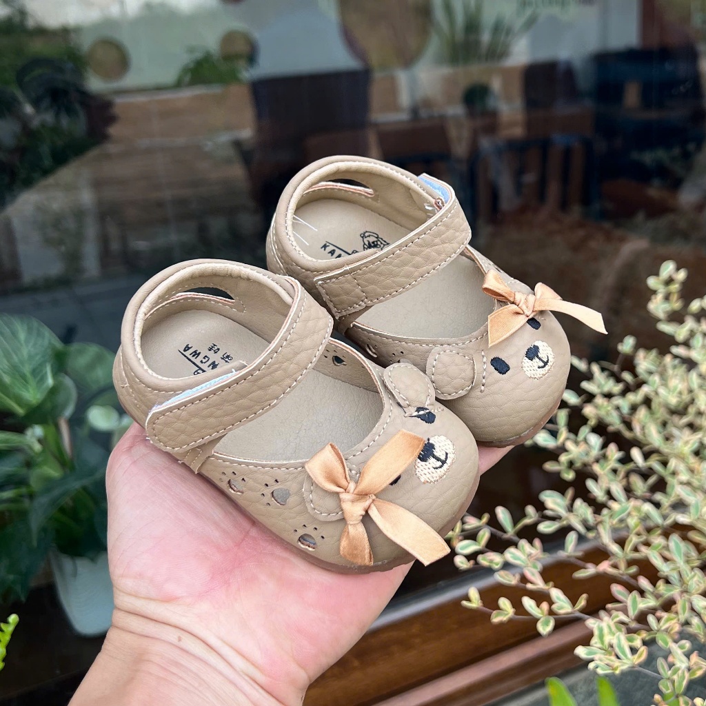 ( hàng sẵn) giày búp bê cho bé gái nơ xinh xắn da PU mềm êm chân chống trượt cho bé từ 6m 2612